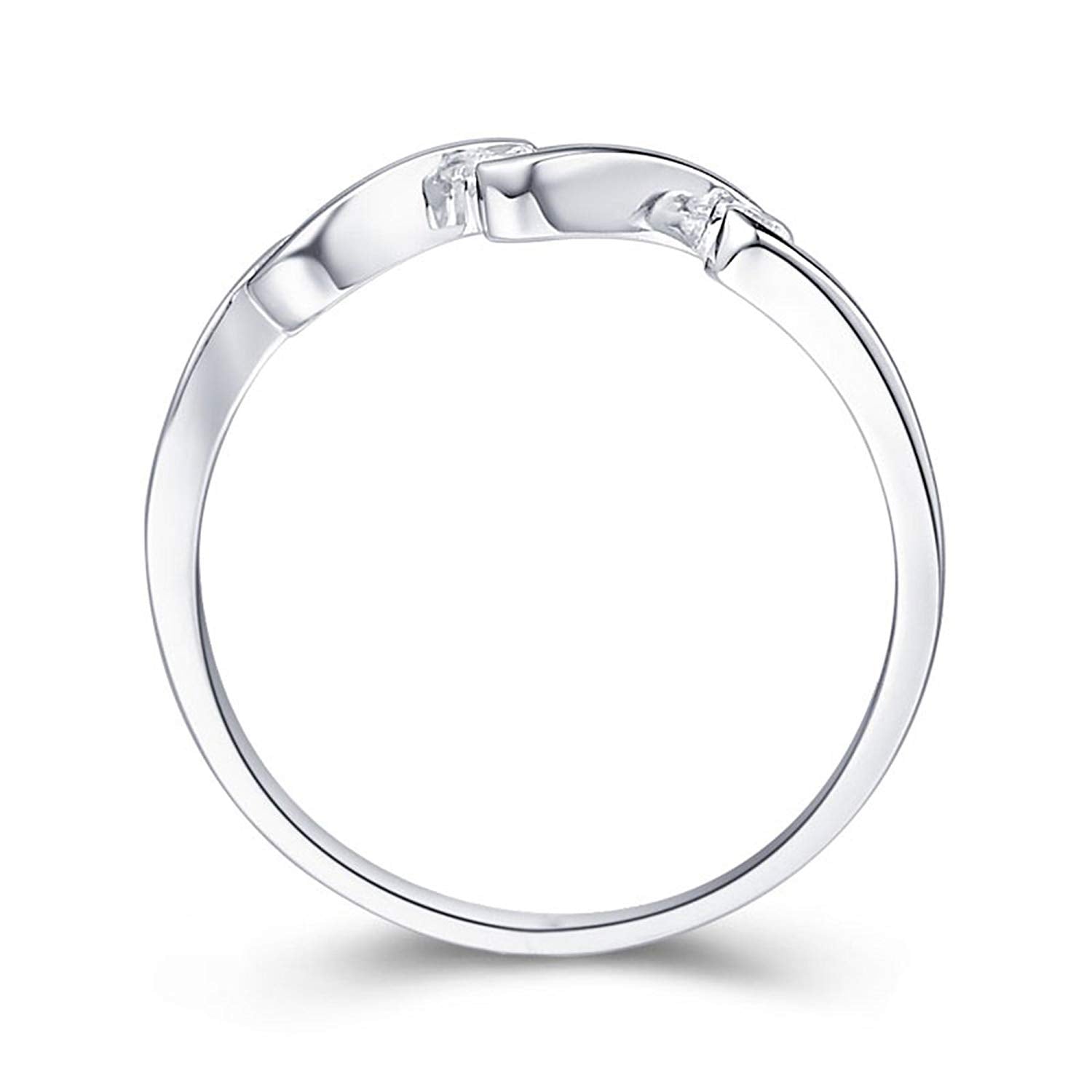atjewels 14K White Gold Over 925 Sterling Silver Round White Zirconia Three Stone Engagement Ring For Women's MOTHER'S DAY SPECIAL OFFER - atjewels.in