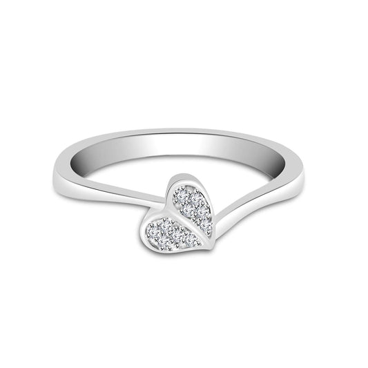 atjewels 0.09 TCW Round White CZ For Women's Spl 14k White Gold Over 925 Sterling Silver Heart Leaf Shaped Ring MOTHER'S DAY SPECIAL OFFER - atjewels.in