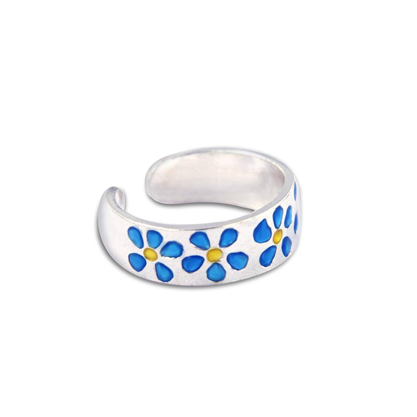 atjewels 925 Sterling Silver Multi Colour Adjustable ToeRing for Women - atjewels.in