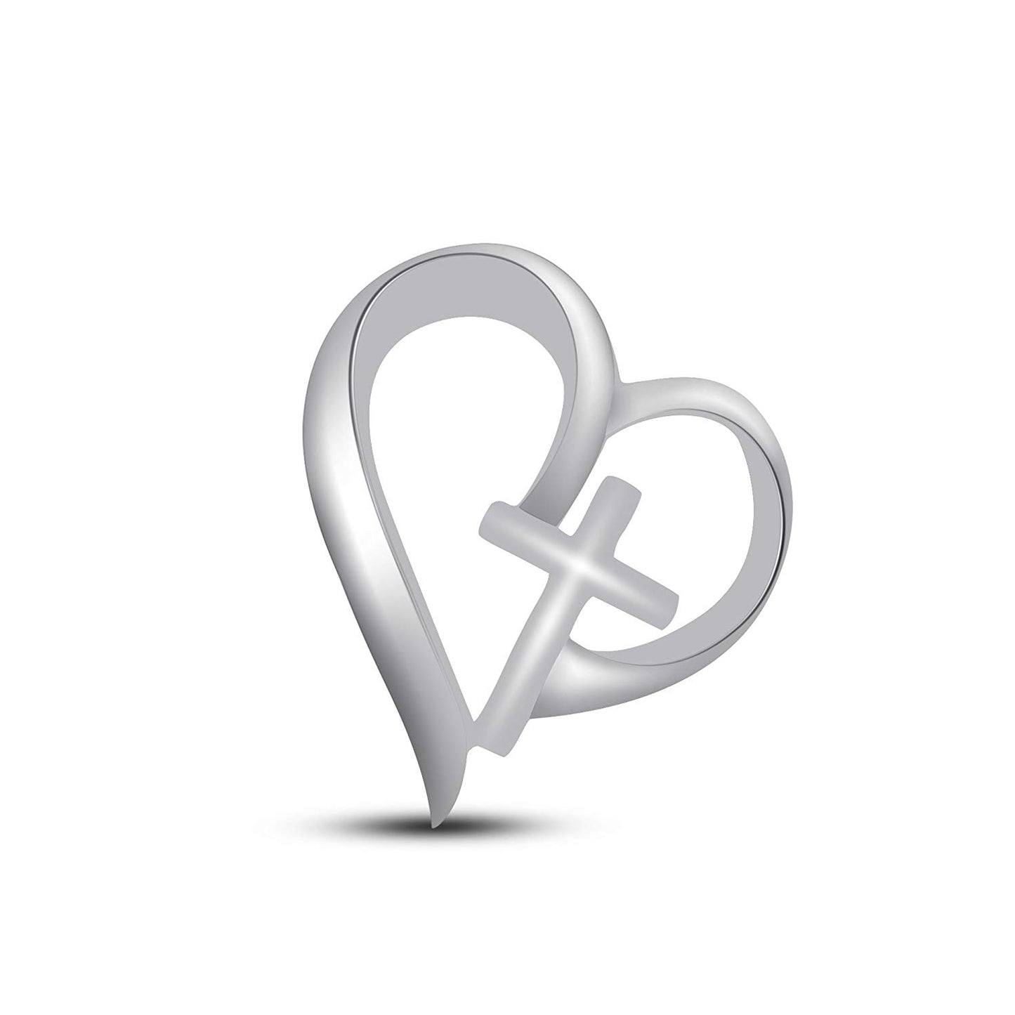 atjewels 18K White Gold Over 925 Sterling Silver Love and Cross Pendant MOTHER'S DAY SPECIAL OFFER - atjewels.in