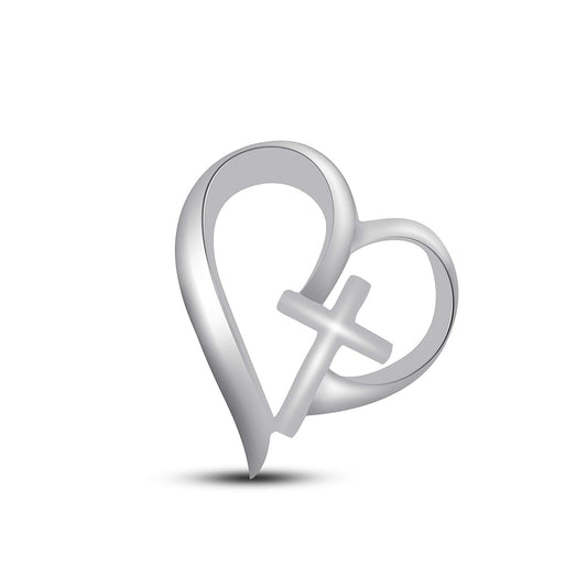 atjewels 18K White Gold Over 925 Sterling Silver Love and Cross Pendant MOTHER'S DAY SPECIAL OFFER - atjewels.in