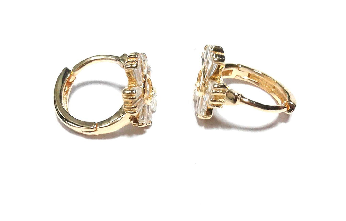 atjewels Baguette White CZ 14k Yellow Gold Over 925 Sterling Silver Hoop Earrings For Girl's and Women's For MOTHER'S DAY SPECIAL OFFER - atjewels.in