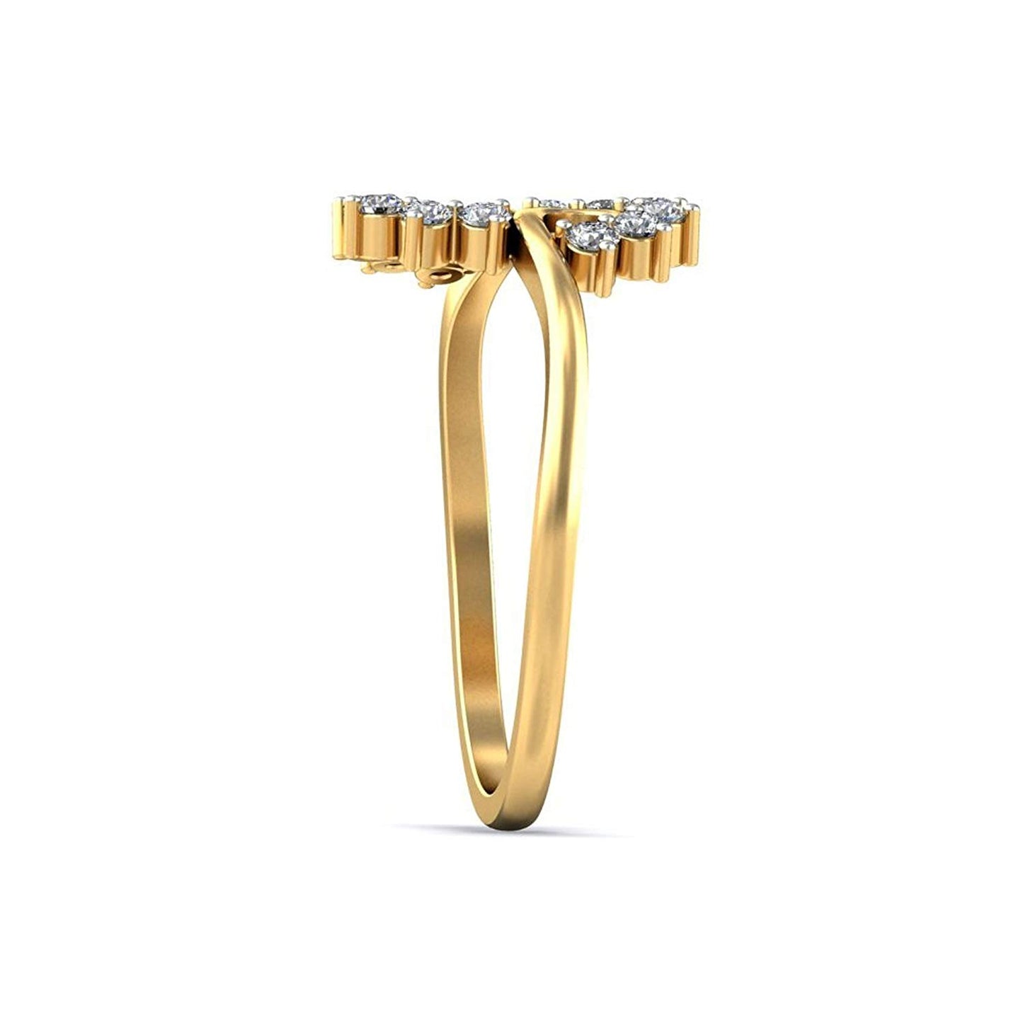 atjewels 14K Yellow Gold Over 925 Silver Round White CZ Bypass Ring For Women's MOTHER'S DAY SPECIAL OFFER - atjewels.in