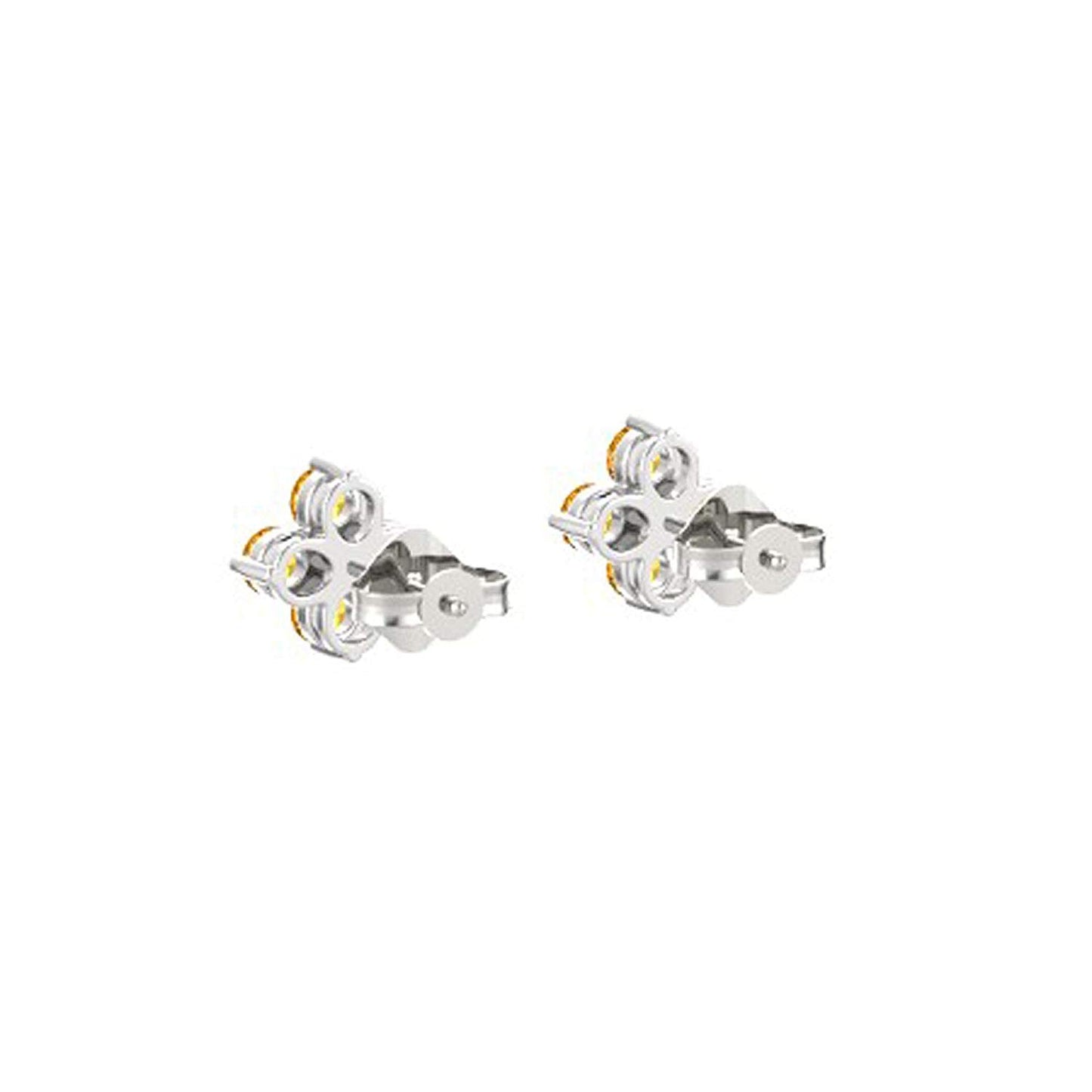atjewels 14K White Over 925 Sterling Round Citrine Flower Stud Earrings MOTHER'S DAY SPECIAL OFFER - atjewels.in