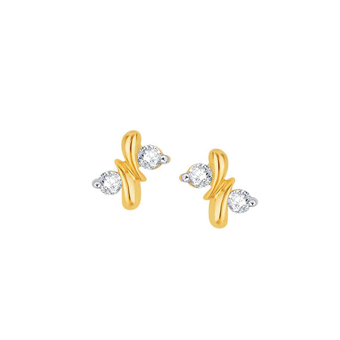 atjewels 14K Two Tone Gold Over .925 Sterling Silver Round White CZ Two Stone Stud Earrings MOTHER'S DAY SPECIAL OFFER - atjewels.in