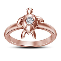 atjewels 14K Rose Gold Over .925 Sterling Silver White Round CZ Tortoise Ring Free Sizing MOTHER'S DAY SPECIAL OFFER - atjewels.in