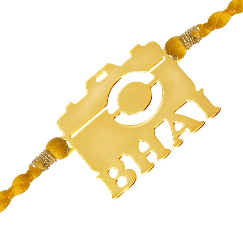 atjewels 14K Yellow Gold Over .925 Sterling Silver Camera Wala Bhai Rakhi MOTHER'S DAY SPECIAL OFFER - atjewels.in