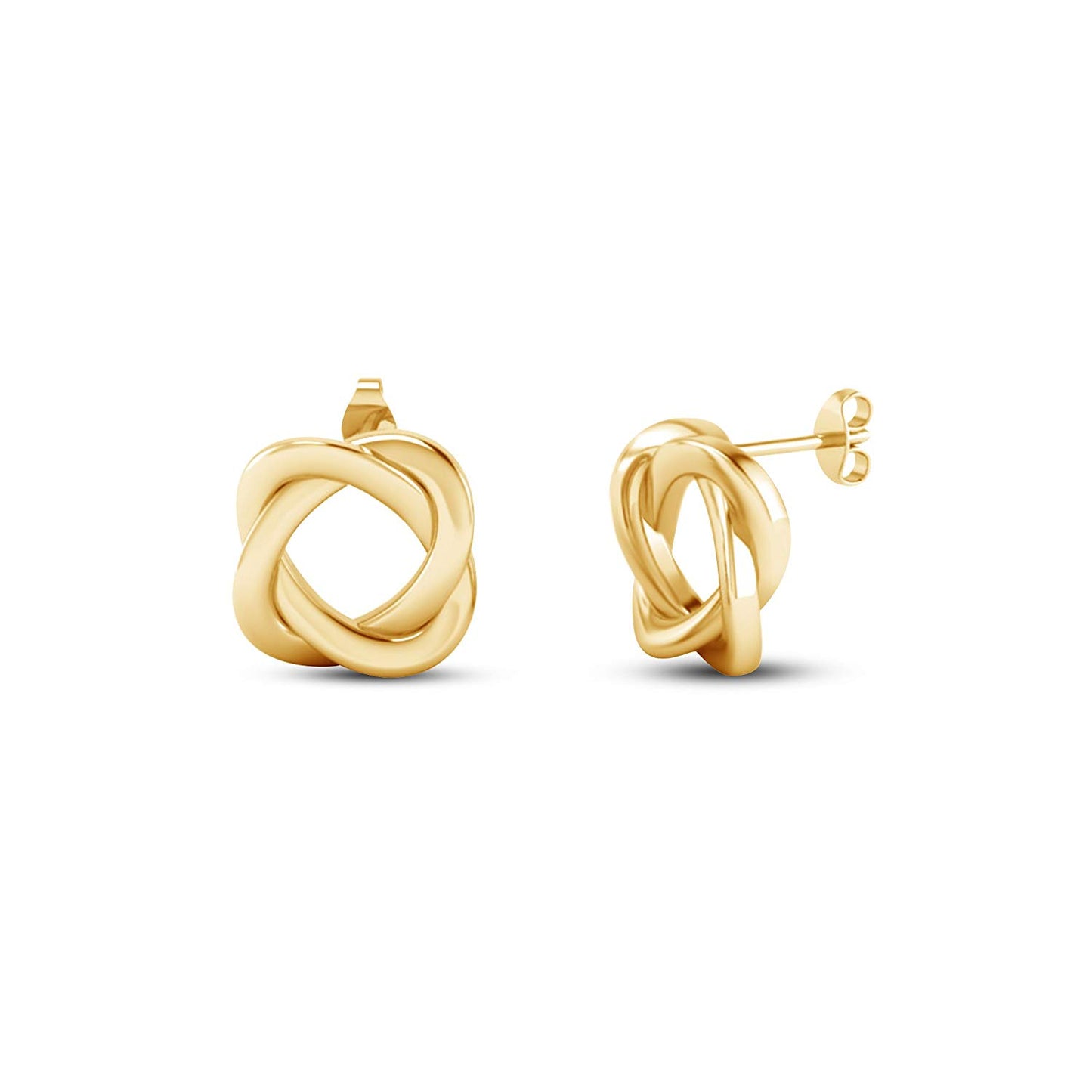 atjewels Love Knot Stud Earrings in 18k Yellow Gold Plated on 925 Sterling Silver MOTHER'S DAY SPECIAL OFFER - atjewels.in