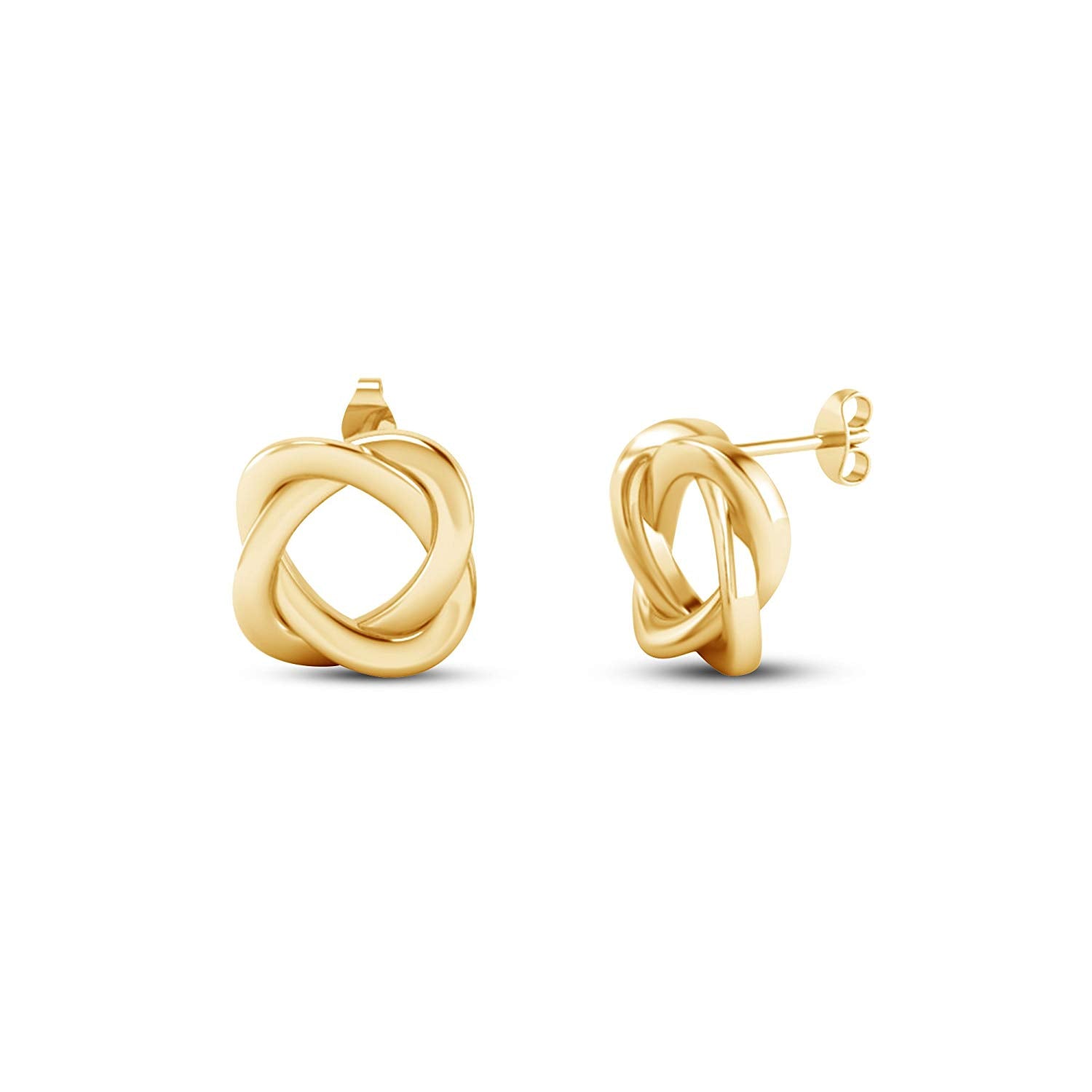 atjewels Love Knot Stud Earrings in 18k Yellow Gold Plated on 925 Sterling Silver MOTHER'S DAY SPECIAL OFFER - atjewels.in