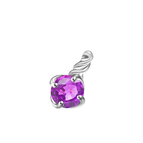 atjewels 14K White Gold Over .925 Sterling Silver Round Amethyst Solitaire Engagement Pendant MOTHER'S DAY SPECIAL OFFER - atjewels.in