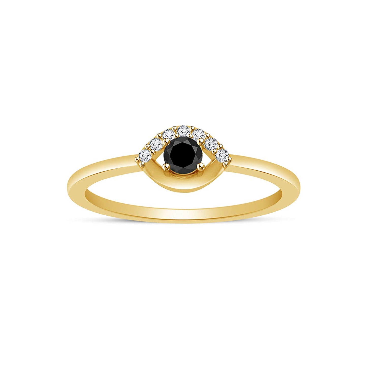 atjewels Round Black and White CZ Cocktail Ring In 14K Yellow Gold Over 925 Silver Sterling MOTHER'S DAY SPECIAL OFFER - atjewels.in