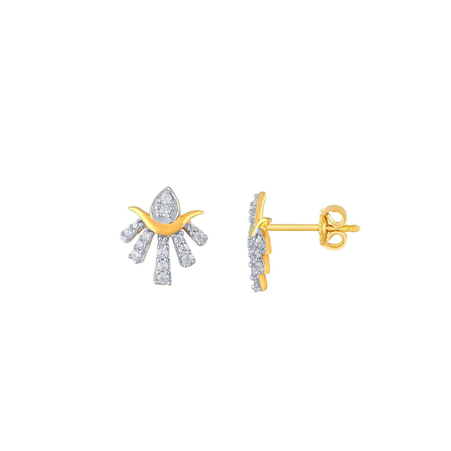 atjewels 14K Two Tone Gold Over .925 Sterling Silver Round White CZ Stud Earrings MOTHER'S DAY SPECIAL OFFER - atjewels.in