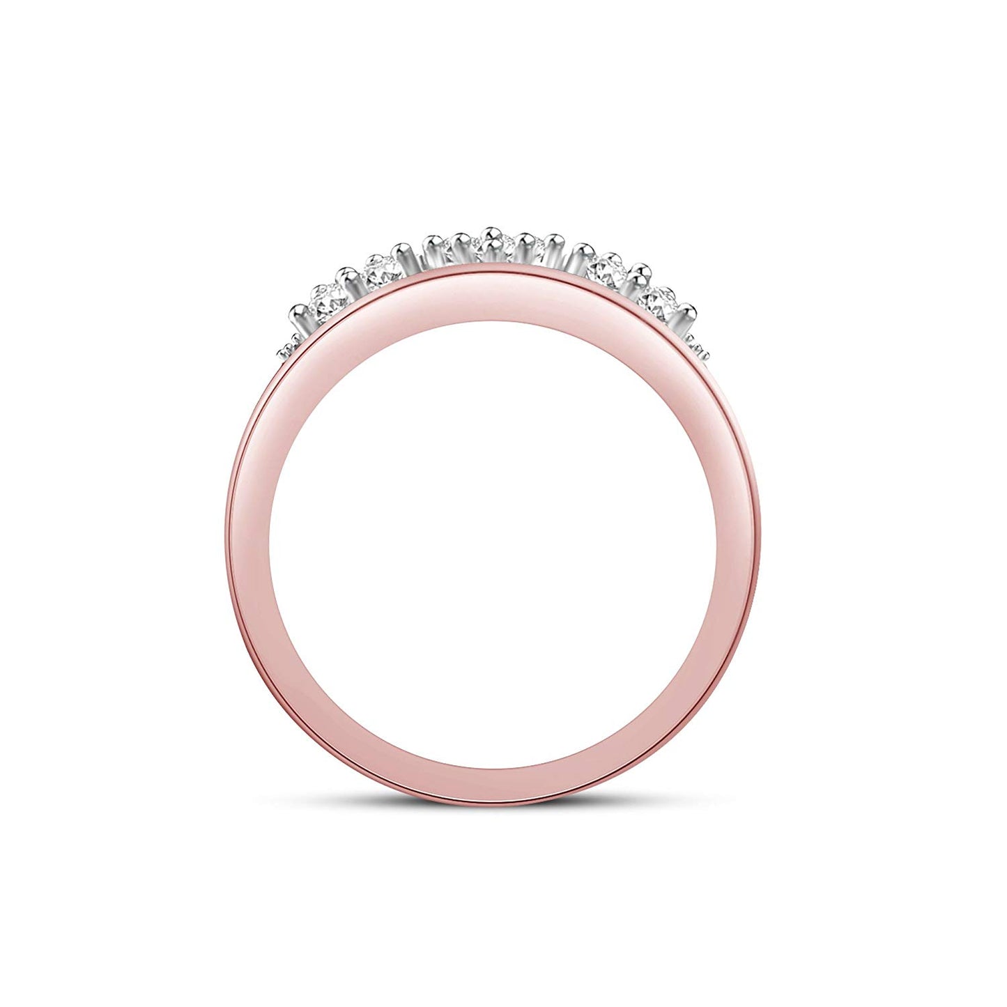 atjewels 14K Rose and White Gold Over 925 Sterling Silver Round Cubic Zirconia Wedding Band Ring MOTHER'S DAY SPECIAL OFFER - atjewels.in