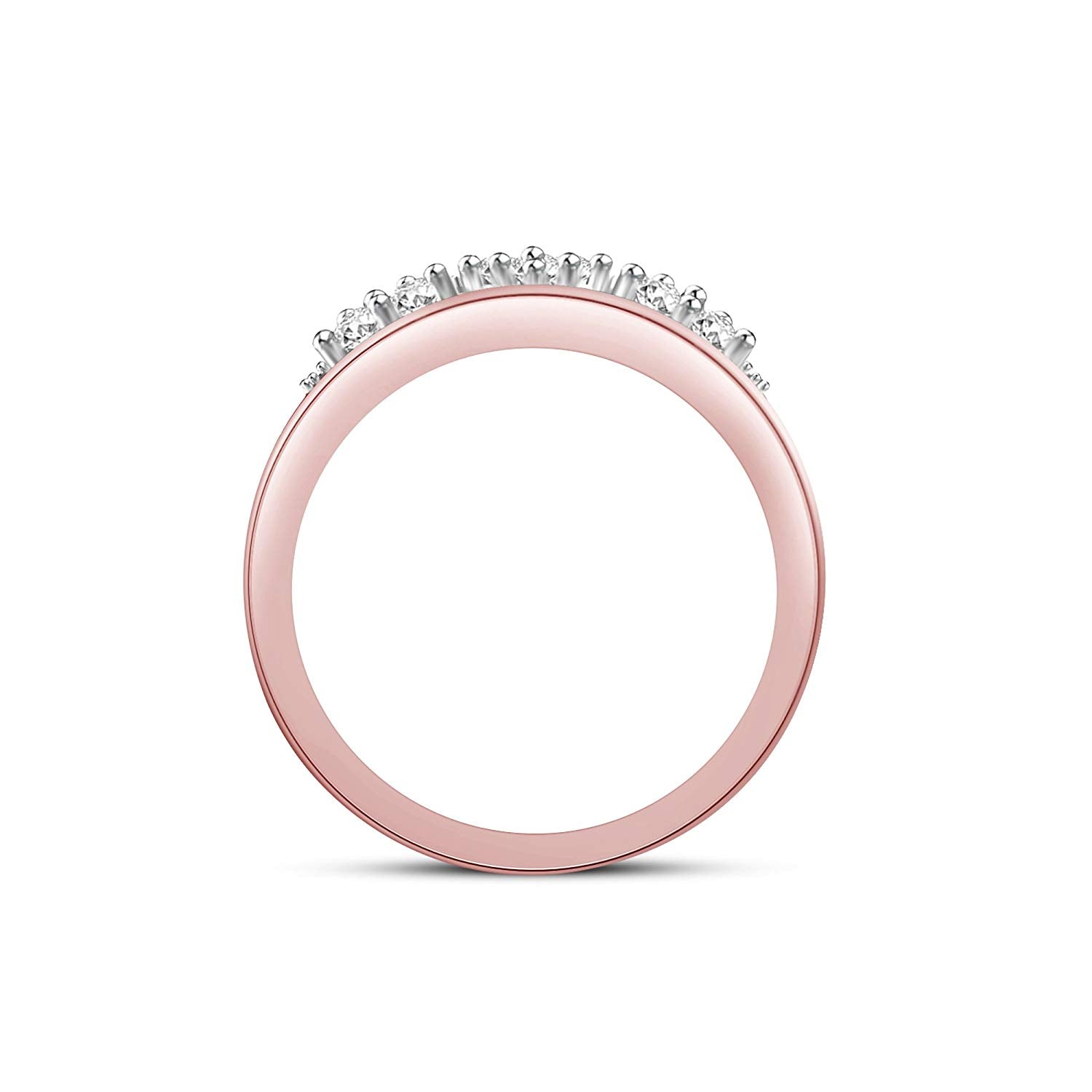 atjewels 14K Rose and White Gold Over 925 Sterling Silver Round Cubic Zirconia Wedding Band Ring MOTHER'S DAY SPECIAL OFFER - atjewels.in