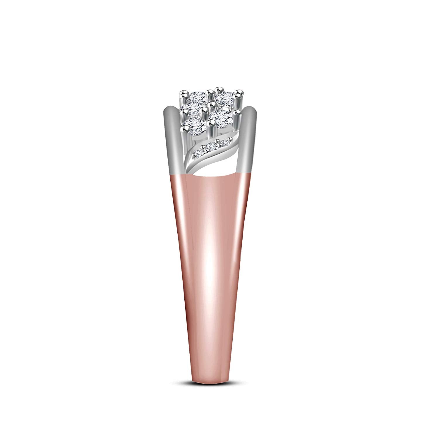 atjewels 14K Rose and White Gold Over 925 Sterling Silver Round Cubic Zirconia Wedding Band Ring MOTHER'S DAY SPECIAL OFFER - atjewels.in