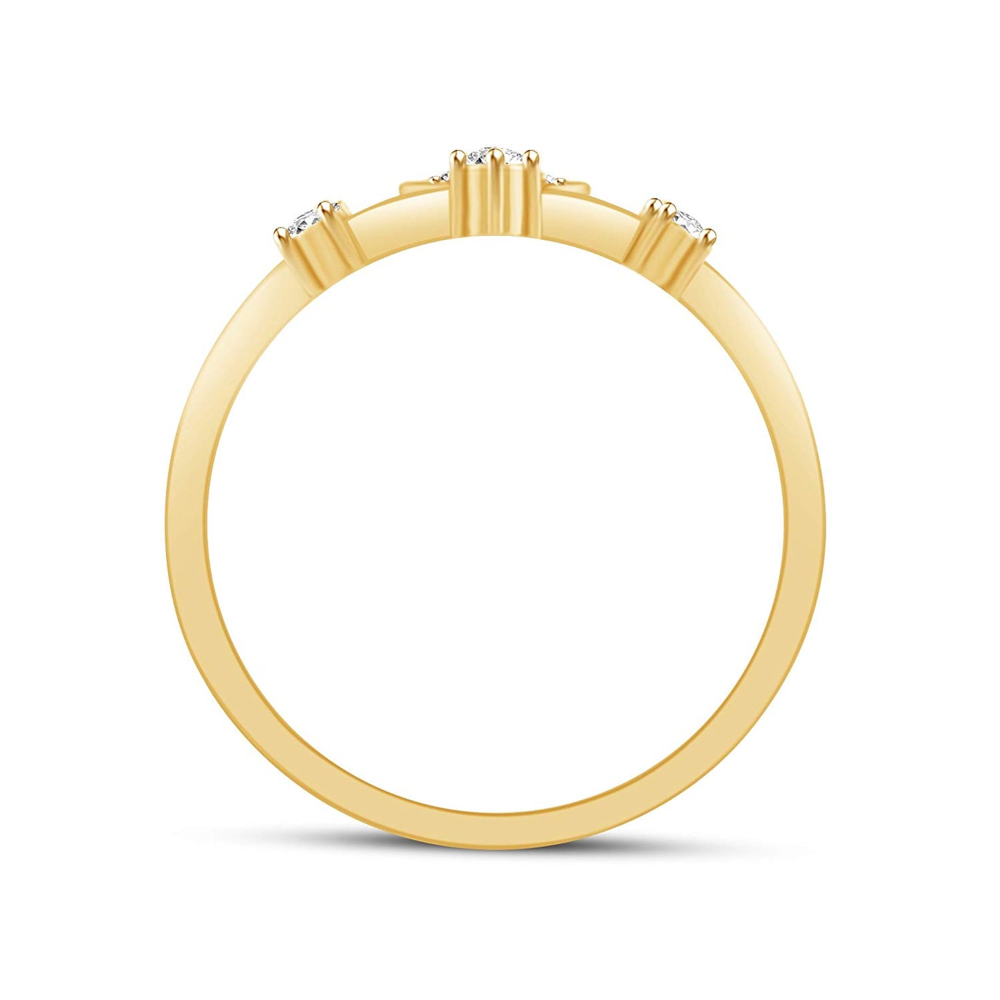 atjewels Valentine Day Offers 14K Yellow Gold on 925 Silver Round White CZ Lotus Engagement Ring MOTHER'S DAY SPECIAL OFFER - atjewels.in