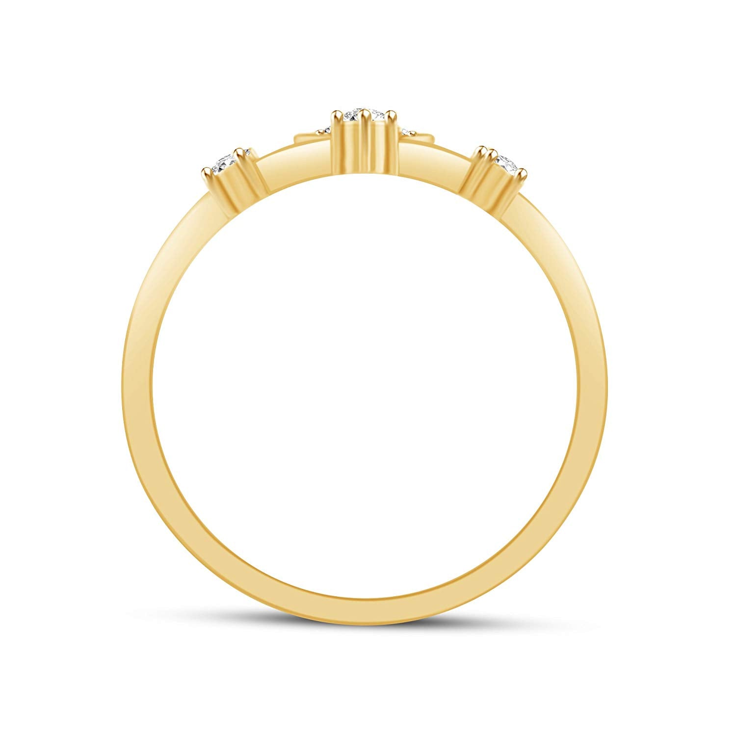 atjewels Valentine Day Offers 14K Yellow Gold on 925 Silver Round White CZ Lotus Engagement Ring MOTHER'S DAY SPECIAL OFFER - atjewels.in