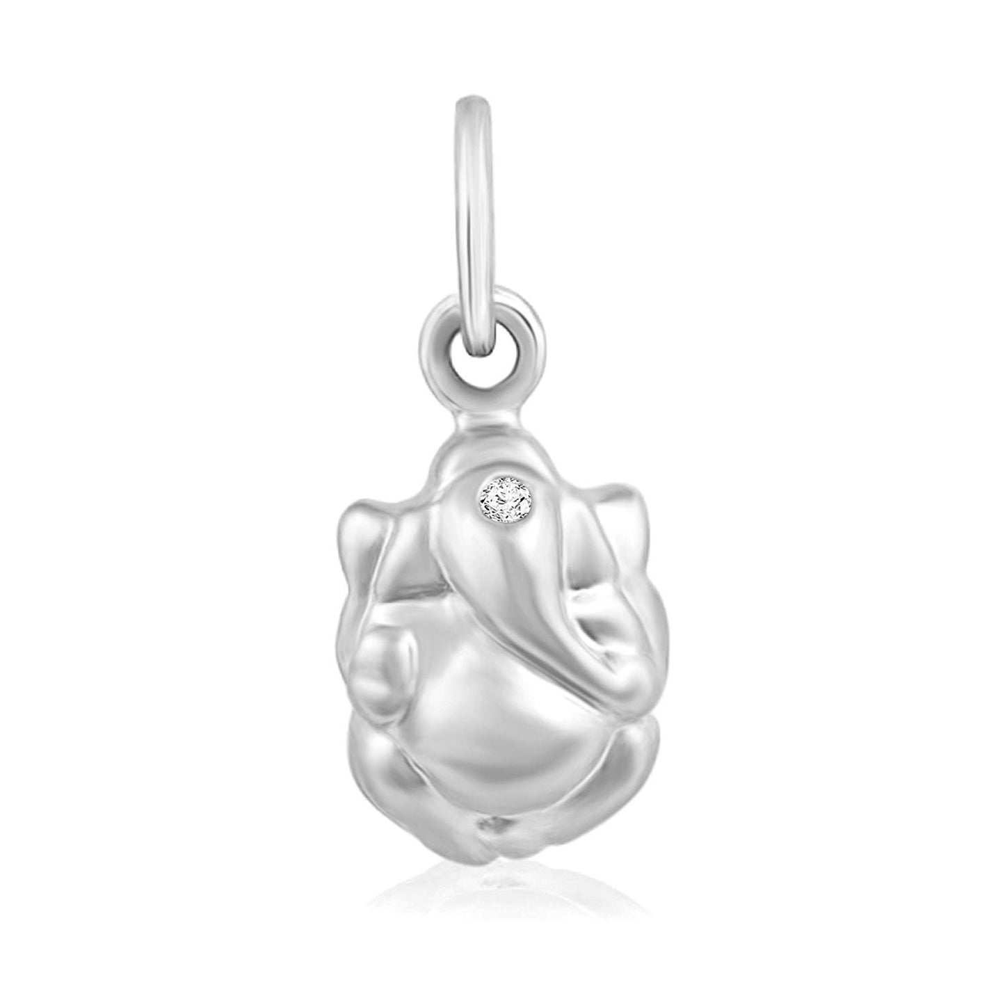 atjewels Ganesh Pendant In Round White Diamond 925 Sterling Silver For Women's MOTHER'S DAY SPECIAL OFFER - atjewels.in