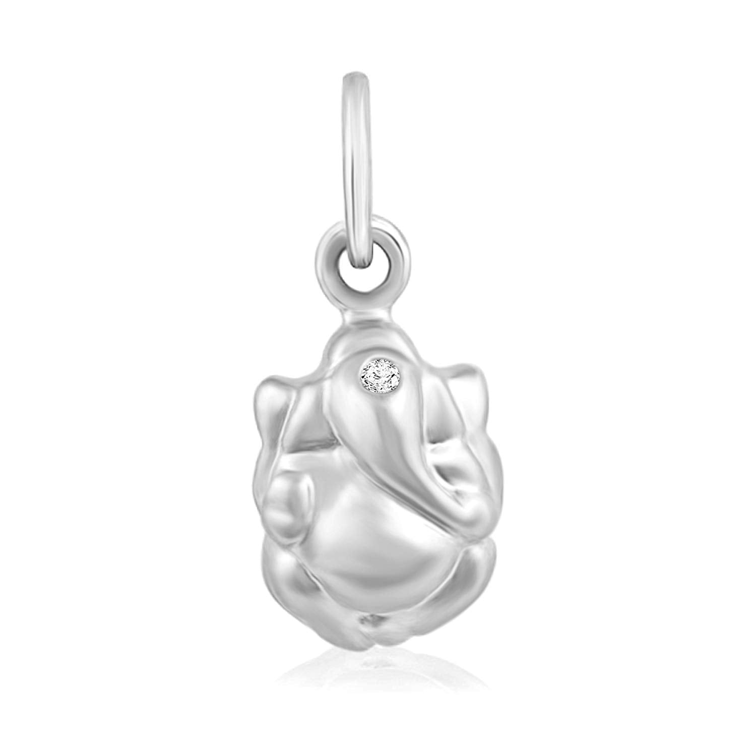 atjewels Ganesh Pendant In Round White Diamond 925 Sterling Silver For Women's MOTHER'S DAY SPECIAL OFFER - atjewels.in