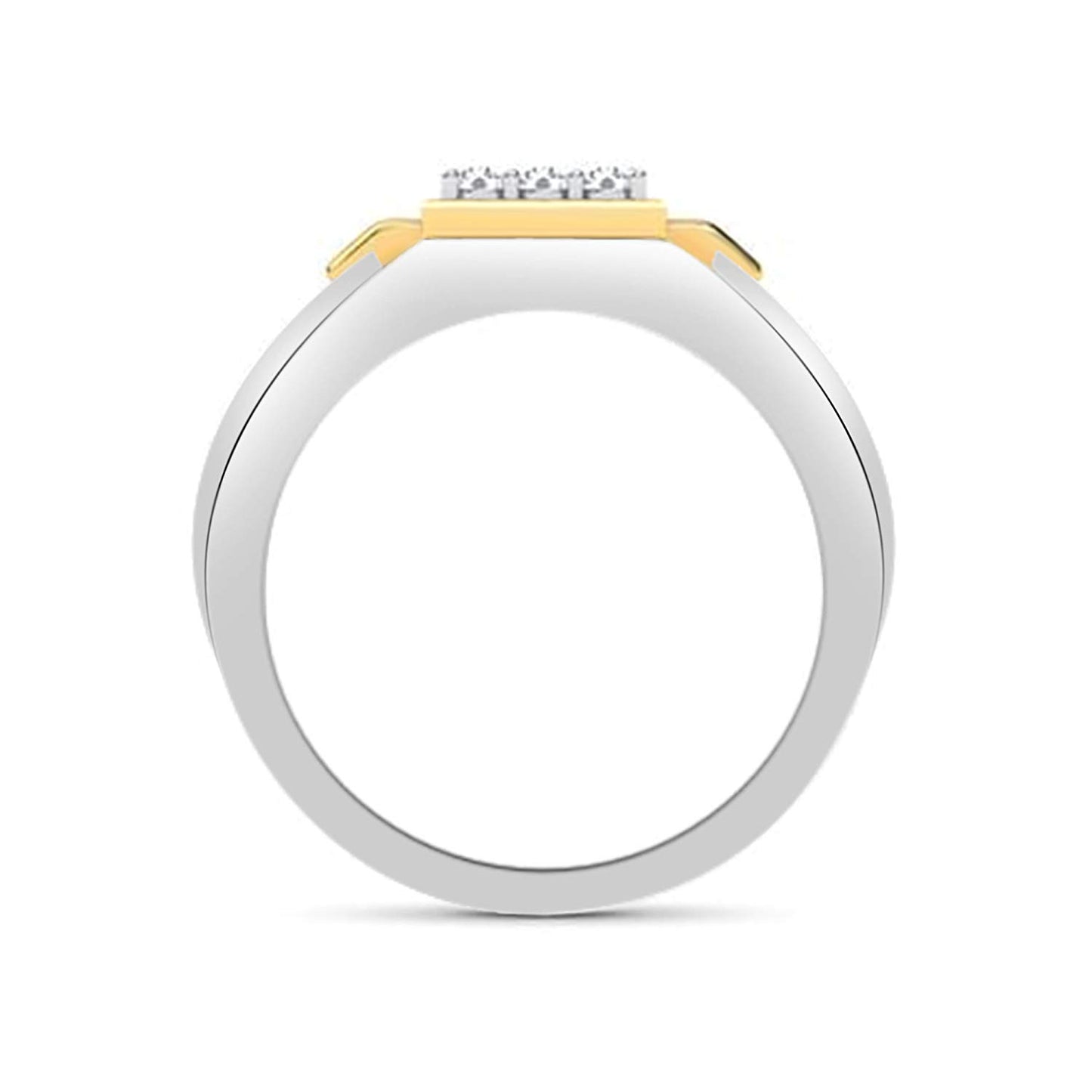 atjewels Two Tone Plated Round Cut White CZ Engagement Ring in Solid 925 Sterling Silver For Men's MOTHER'S DAY SPECIAL OFFER - atjewels.in