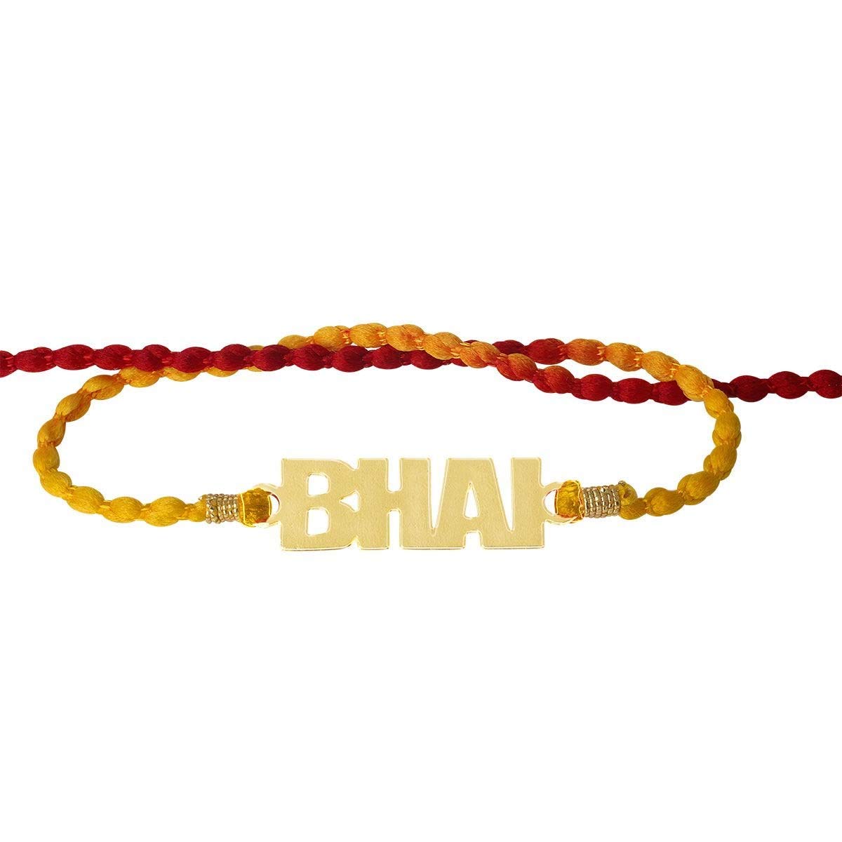 atjewels 14K Yellow Gold Over .925 Sterling Silver BHAI Rakhi MOTHER'S DAY SPECIAL OFFER - atjewels.in