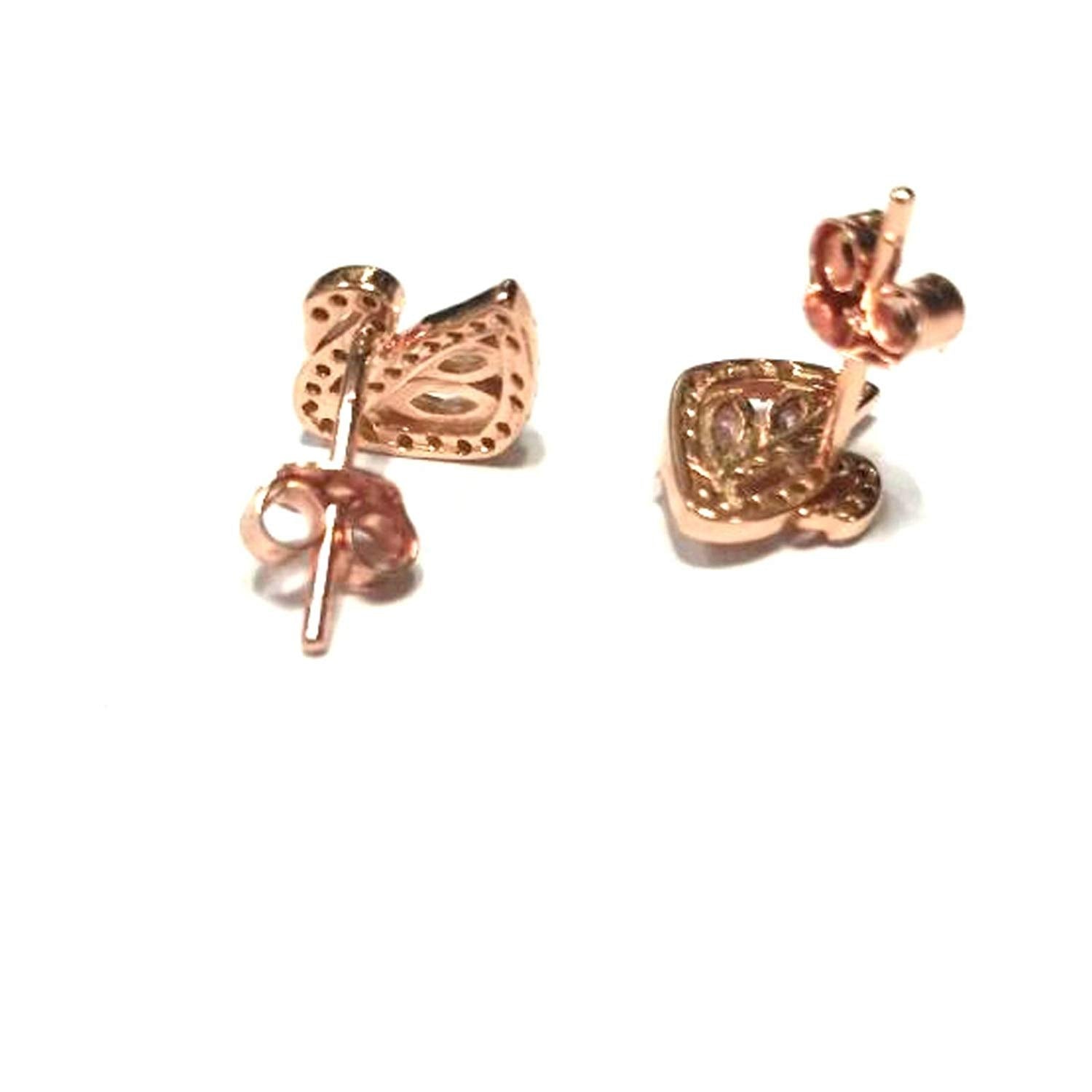atjewels Round Cut White CZ 14k Rose Gold Over 925 Sterling Silver Swan Stud Earrings For Girl's and Women's For MOTHER'S DAY SPECIAL OFFER - atjewels.in