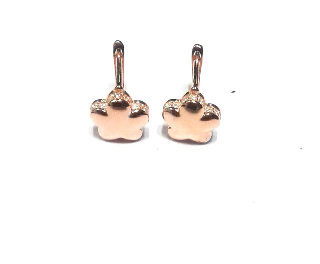 atjewels Round Cut White CZ 14k Rose Gold Over 925 Sterling Silver Flower Hoop Earrings For Girl's and Women's For MOTHER'S DAY SPECIAL OFFER - atjewels.in