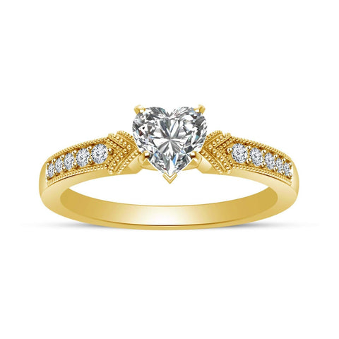 atjewels 14K Yellow Gold Over 925 Sterling Silver with White CZ Heart Ring US 6 MOTHER'S DAY SPECIAL OFFER - atjewels.in