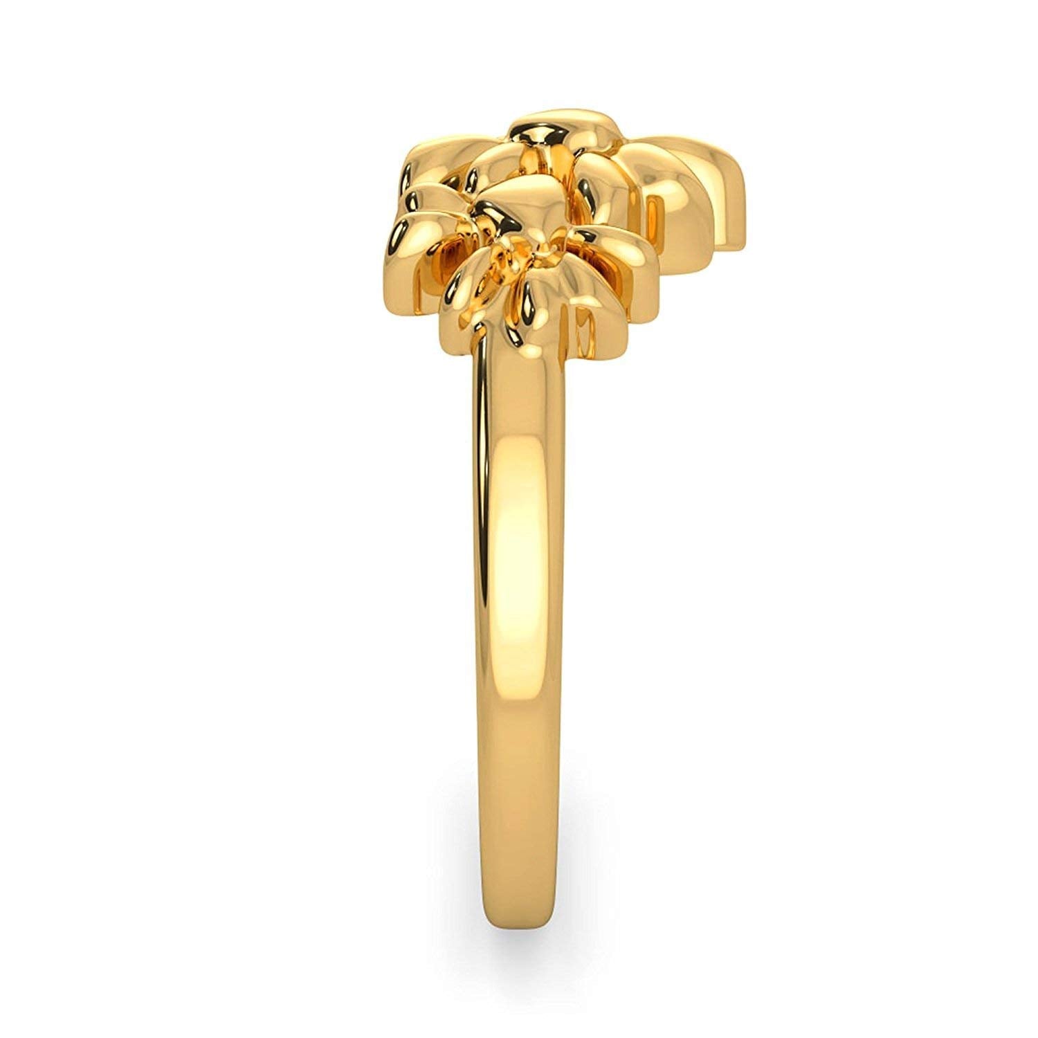 atjewels 14k Yellow Gold Over .925 Sterling Silver Three Flower Ring For Girl's and Women's For Navratri Special - atjewels.in