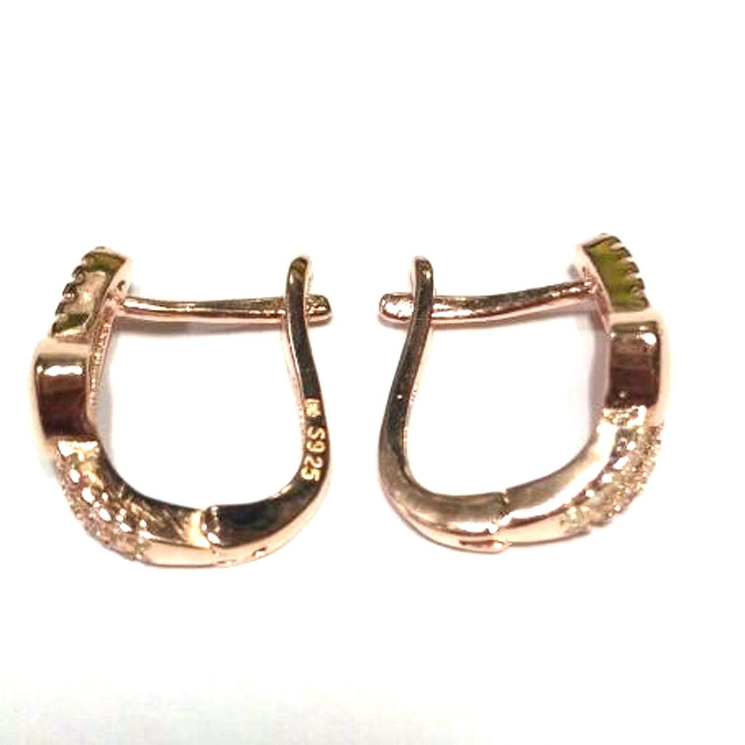 atjewels Round Cut White CZ 14k Rose Gold Over 925 Sterling Silver Hoop Earrings For Girl's and Women's For MOTHER'S DAY SPECIAL OFFER - atjewels.in