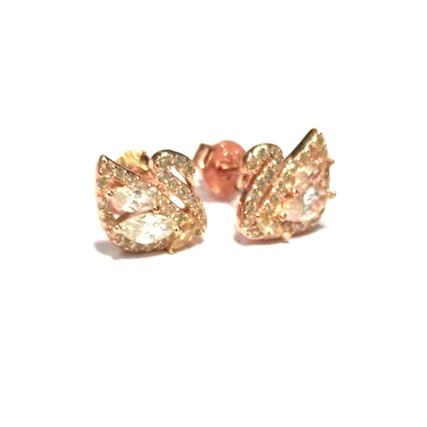 atjewels Round Cut White CZ 14k Rose Gold Over 925 Sterling Silver Swan Stud Earrings For Girl's and Women's For MOTHER'S DAY SPECIAL OFFER - atjewels.in
