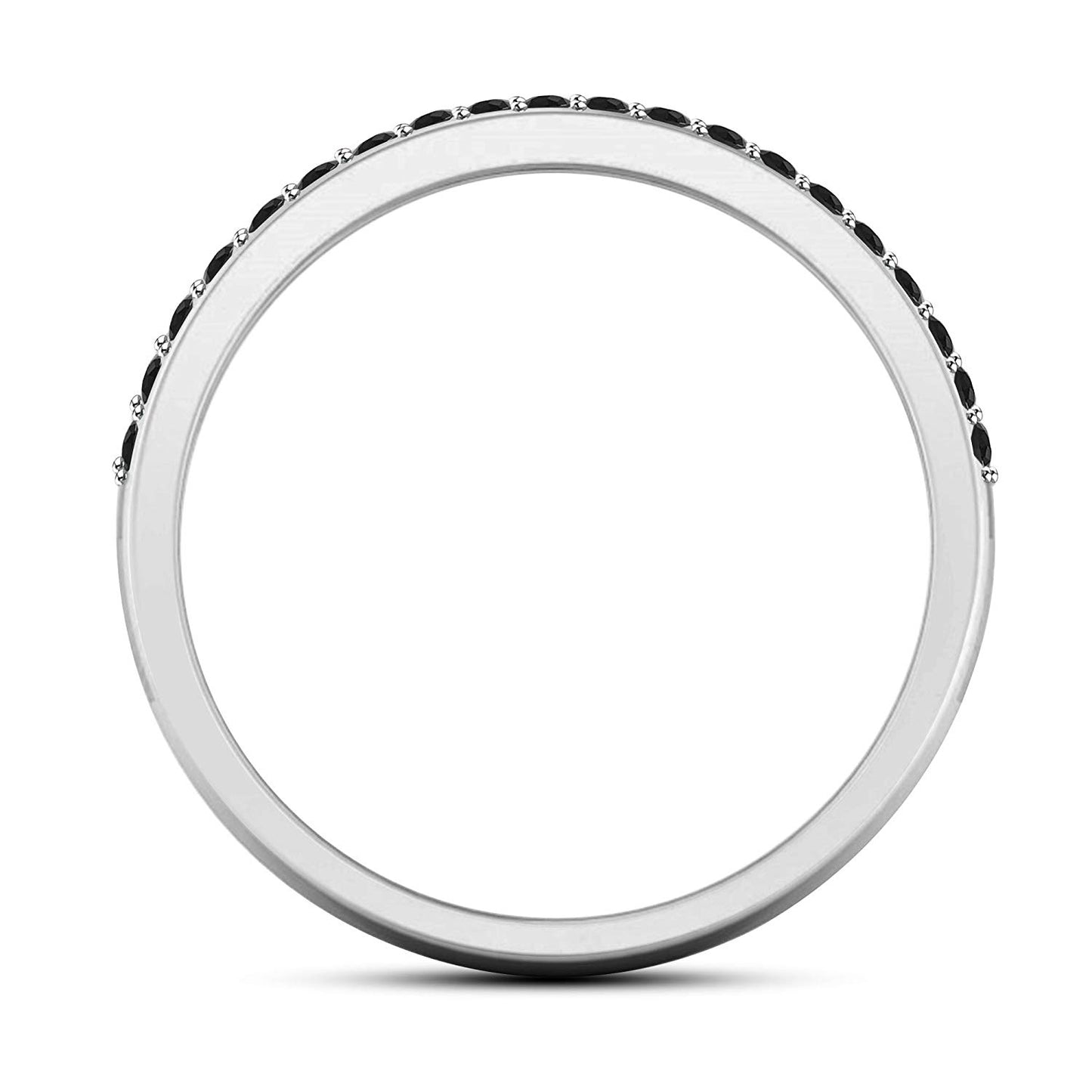 atjewels 14K White Gold Over 925 Silver Sterling Round Black Zirconia Engagement Ring MOTHER'S DAY SPECIAL OFFER - atjewels.in