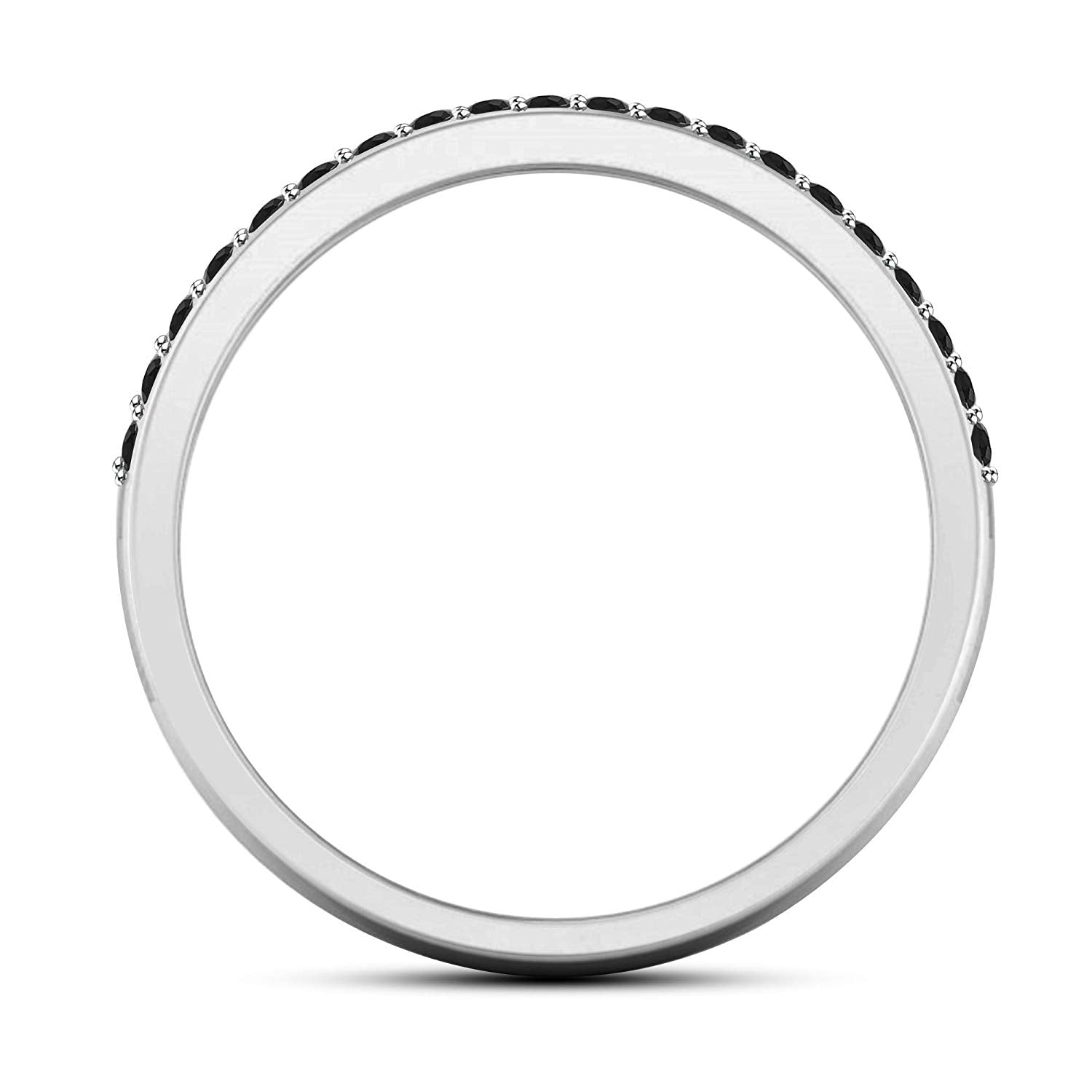 atjewels 14K White Gold Over 925 Silver Sterling Round Black Zirconia Engagement Ring MOTHER'S DAY SPECIAL OFFER - atjewels.in