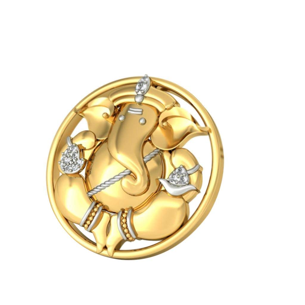 atjewels 18K Yellow & White Gold Plated on .925 Sterling Silver White CZ Round Vakratunda Pendant For Men's & Women's MOTHER'S DAY SPECIAL OFFER - atjewels.in