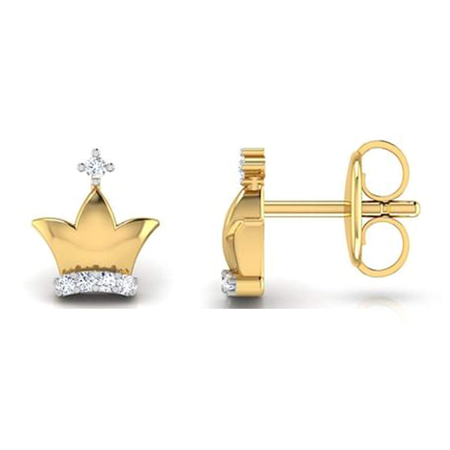 atjewels Kids Collection Round White CZ in 14K Yellow Gold Over 925 Sterling Silver Stud Earrings MOTHER'S DAY SPECIAL OFFER - atjewels.in