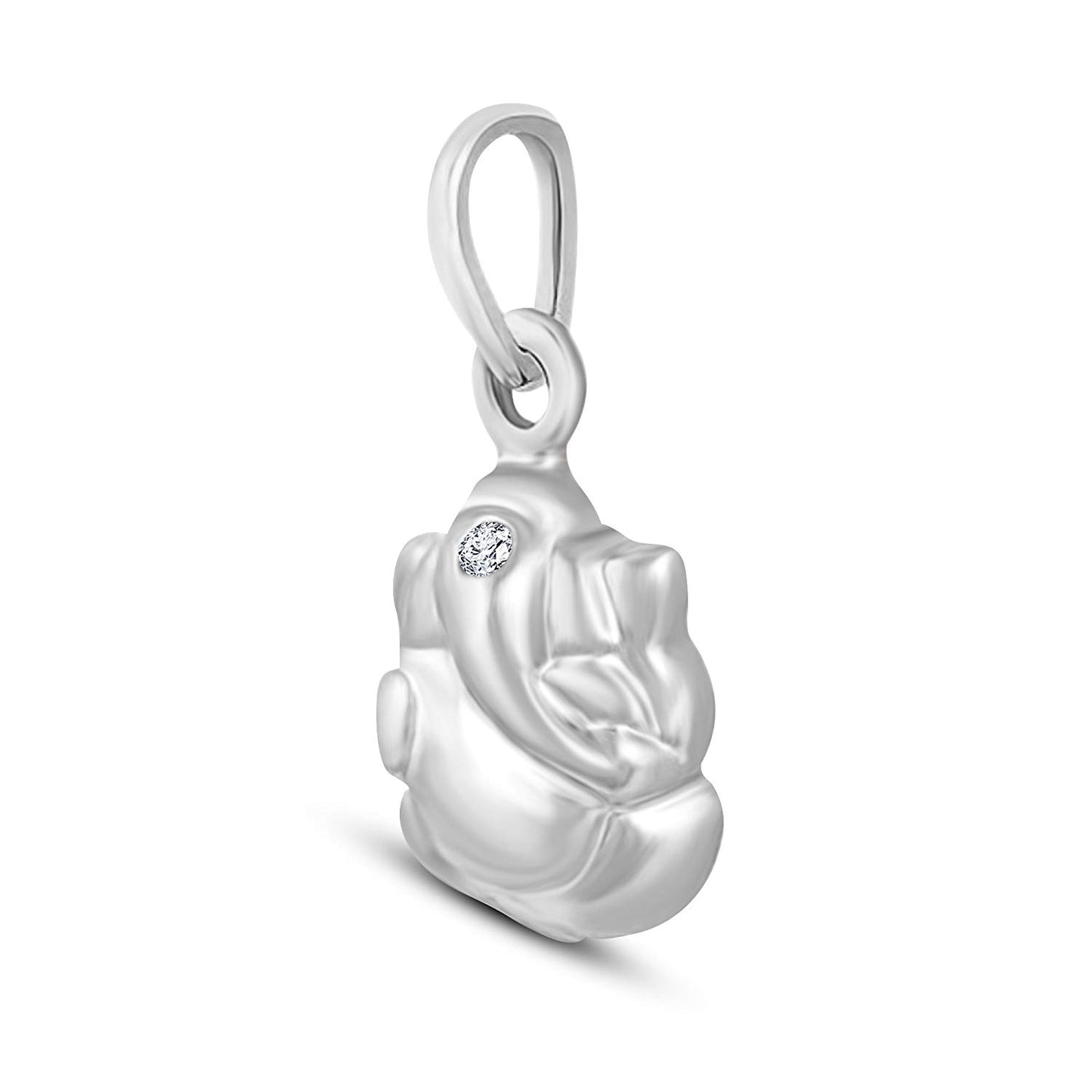atjewels Ganesh Pendant In Round White Diamond 925 Sterling Silver For Women's MOTHER'S DAY SPECIAL OFFER - atjewels.in