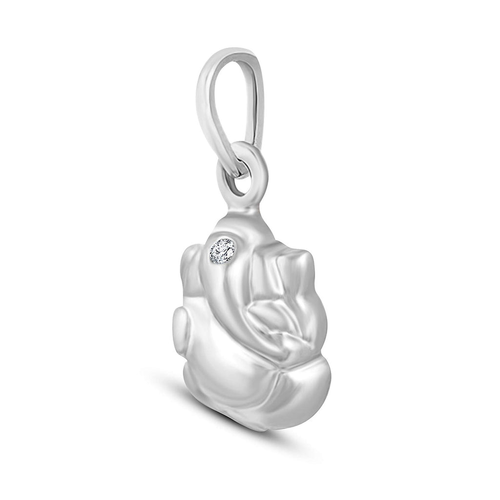 atjewels Ganesh Pendant In Round White Diamond 925 Sterling Silver For Women's MOTHER'S DAY SPECIAL OFFER - atjewels.in