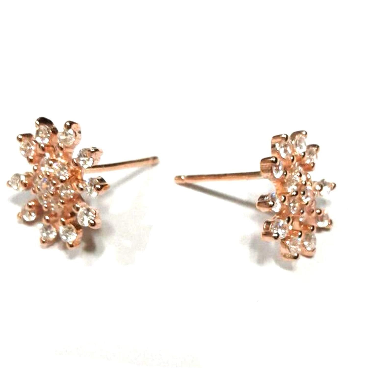 atjewels Round Cut White CZ 14k Rose Gold Over 925 Sterling Silver Crown Stud Earrings For Girl's and Women's For MOTHER'S DAY SPECIAL OFFER - atjewels.in