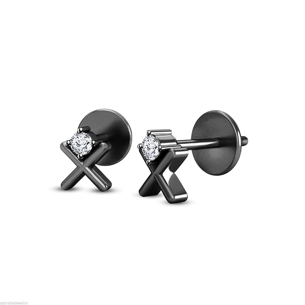 atjewels Engagement Stud Earrings in Black Rhodium Over 925 Sterling Silver For Women's MOTHER'S DAY SPECIAL OFFER - atjewels.in