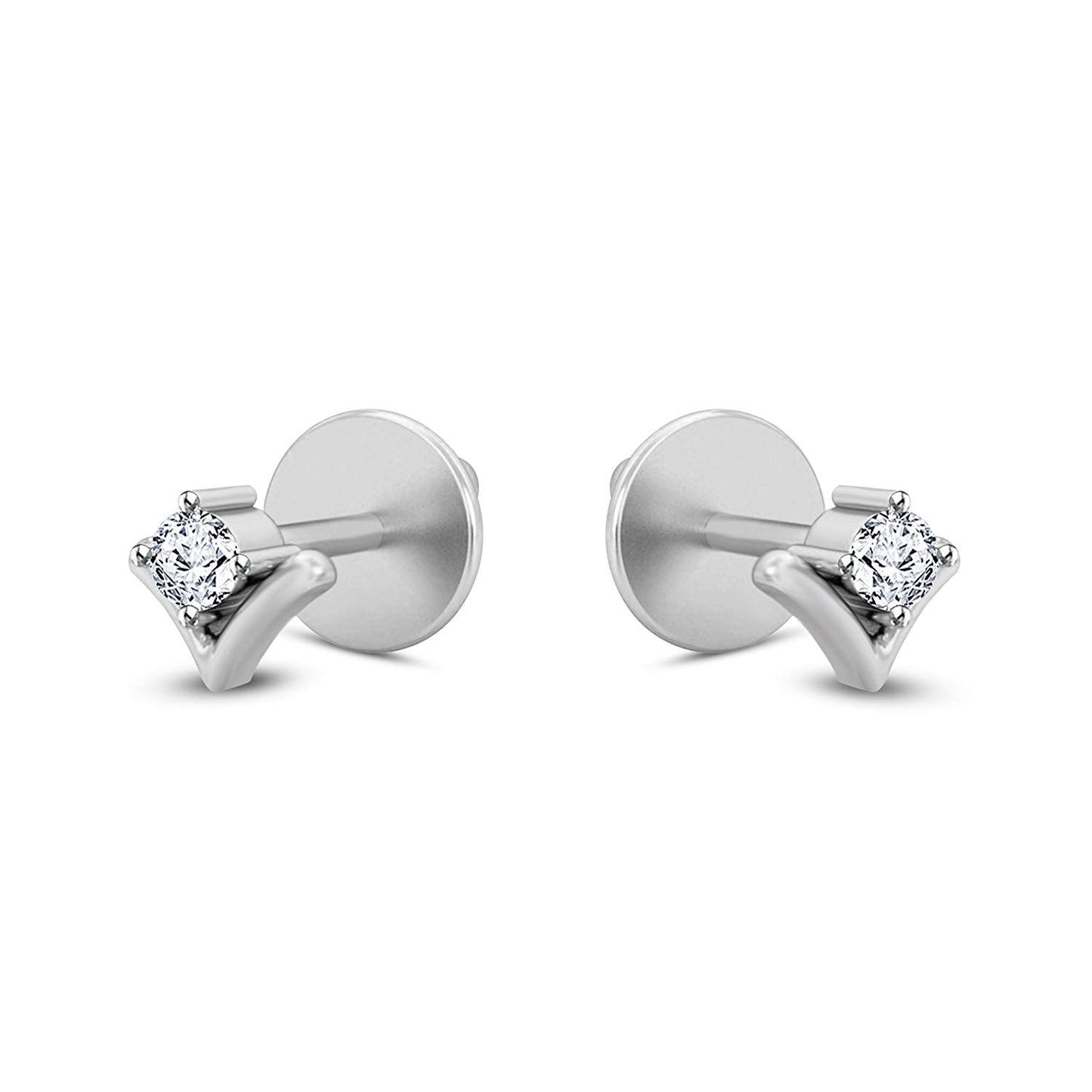 atjewels 925 Sterling Silver Round White CZ V Shaped Engagement Earrings MOTHER'S DAY SPECIAL OFFER - atjewels.in