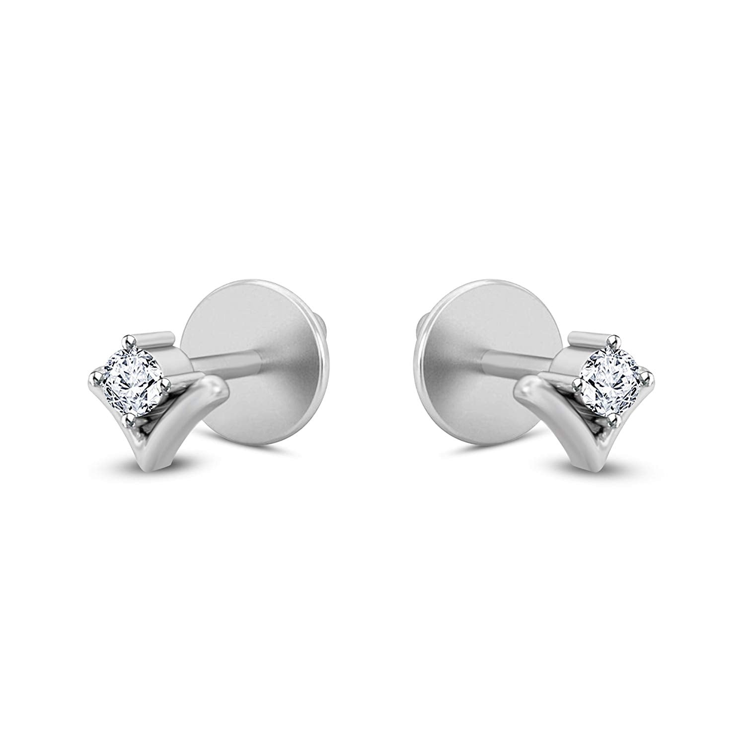 atjewels 925 Sterling Silver Round White CZ V Shaped Engagement Earrings MOTHER'S DAY SPECIAL OFFER - atjewels.in