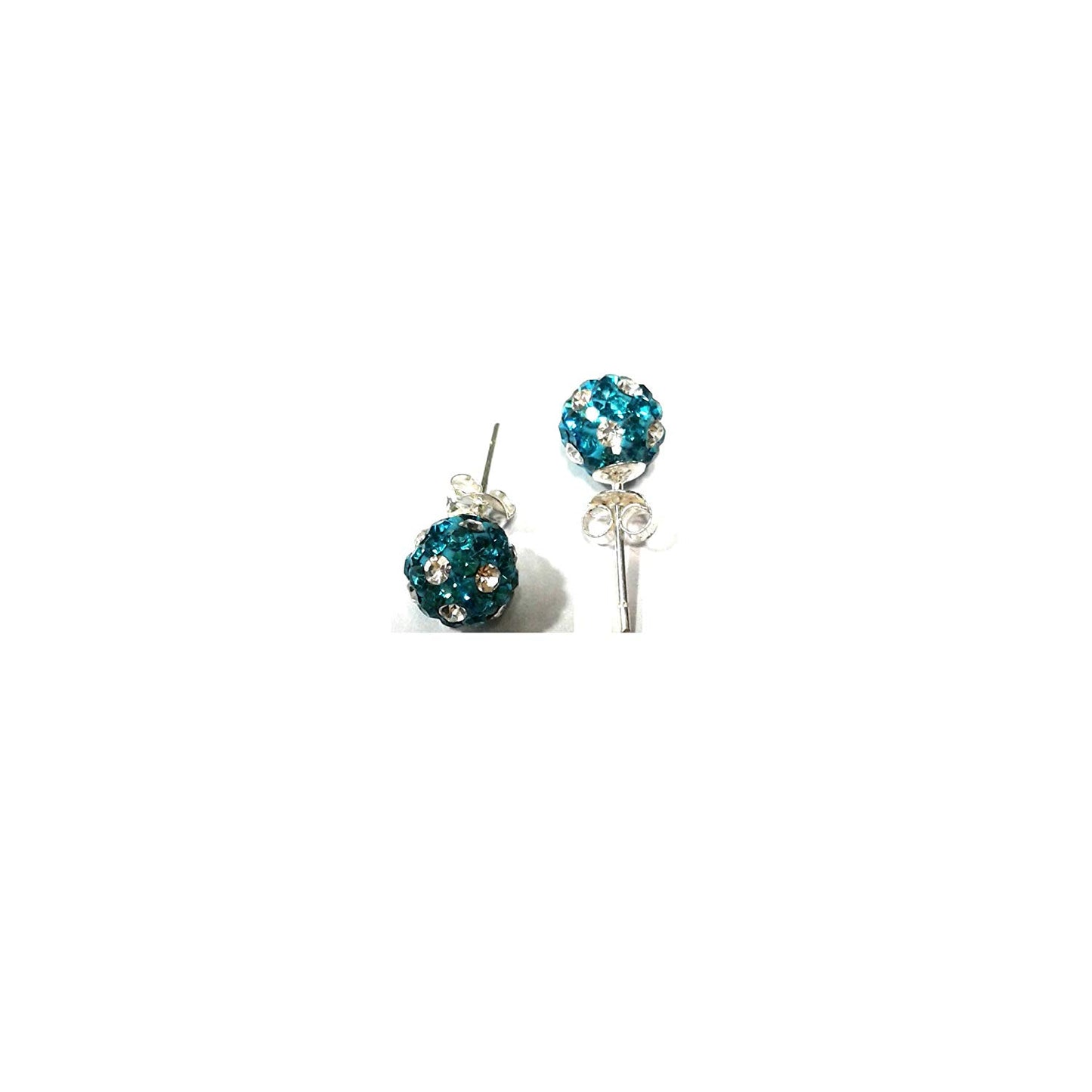 atjewels Round Cut Crystal Sterling Silver Pave Ball Stud Earrings, Crystal Fireball Disco Ball Earrings 1 Pair For Girl's and Women's Fancy Party Wear Earrings - atjewels.in