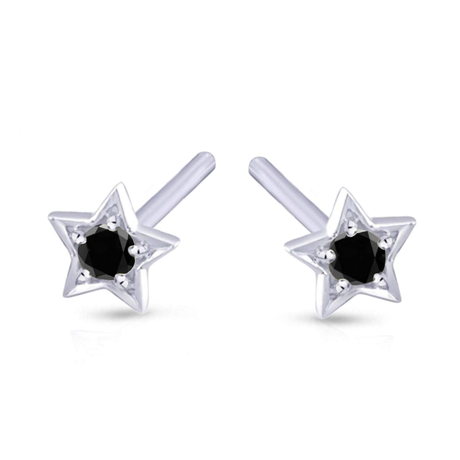 atjewels .925 Sterling Silver Round Cut Black CZ Star Stud Earrings For Women's MOTHER'S DAY SPECIAL OFFER - atjewels.in