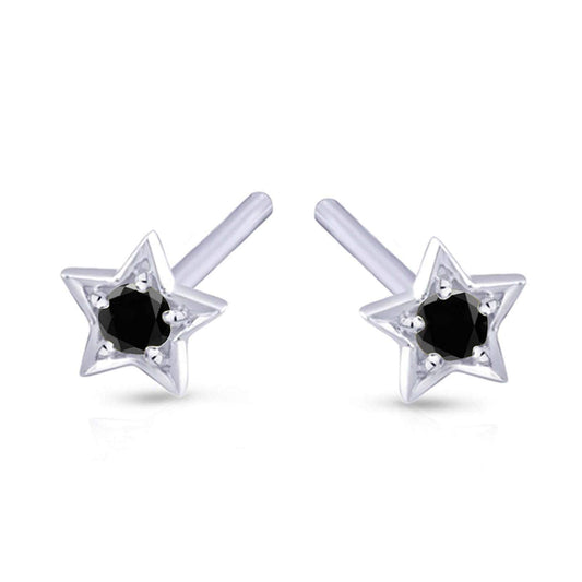 atjewels .925 Sterling Silver Round Cut Black CZ Star Stud Earrings For Women's MOTHER'S DAY SPECIAL OFFER - atjewels.in