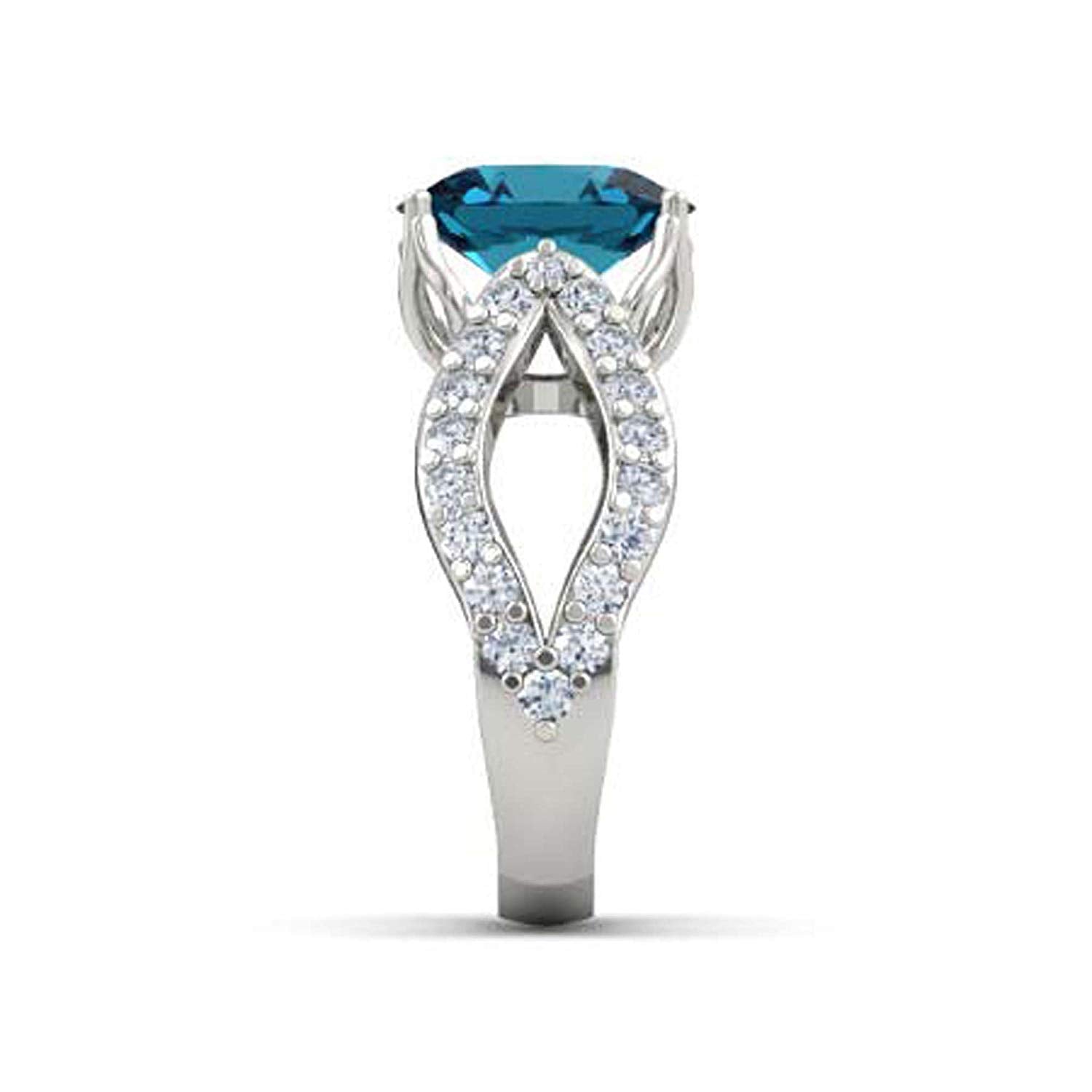 atjewels .925 Sterling Silver Oval Shape Blue Topaz Engagement/Wedding Ring Variation For Women's & Girl's - atjewels.in