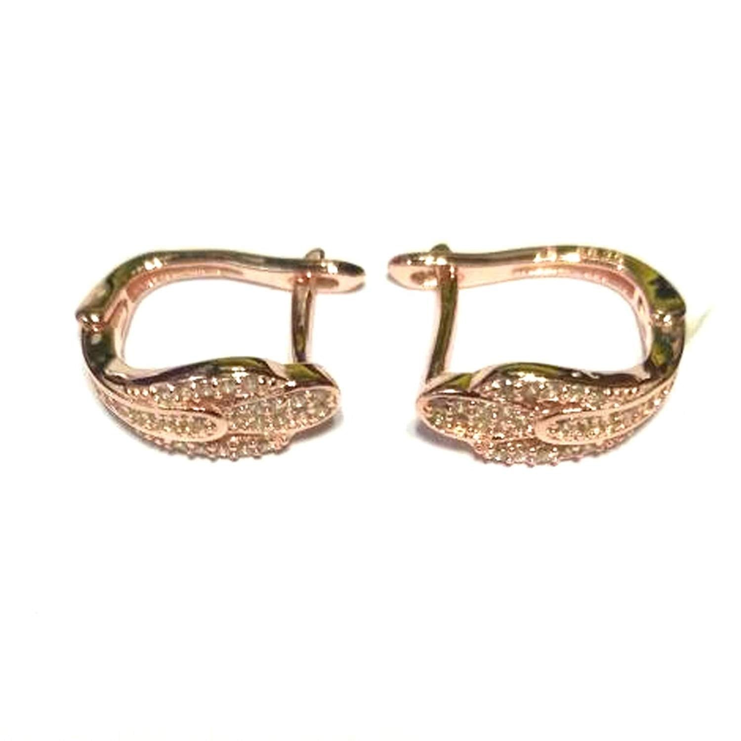 atjewels Round Cut White CZ 14k Rose Gold Over 925 Sterling Silver Hoop Earrings For Girl's and Women's For MOTHER'S DAY SPECIAL OFFER - atjewels.in