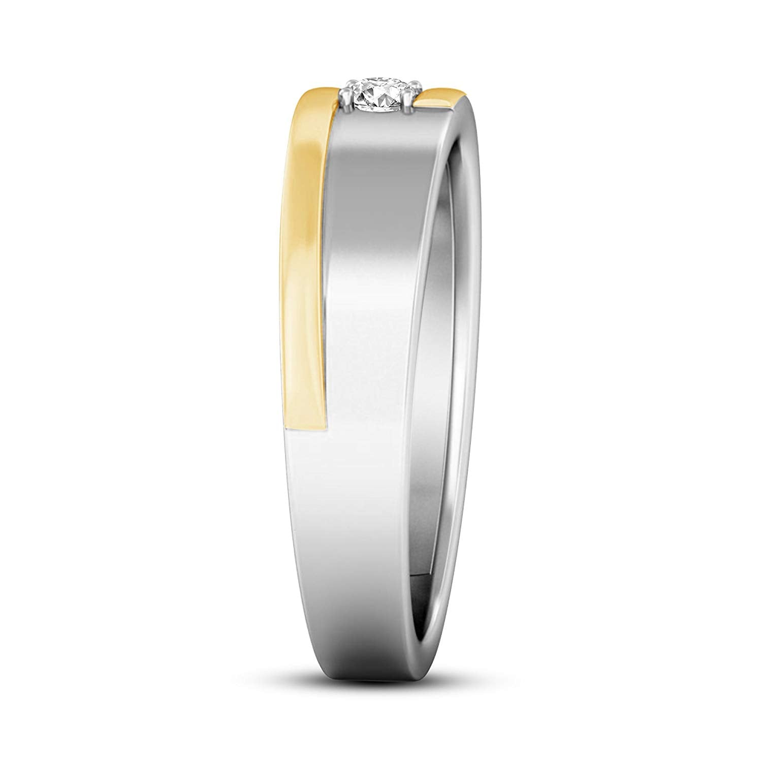 atjewels 14K Twotone Gold Plated on 925 Silver Round White Zirconia Men's Band Ring MOTHER'S DAY SPECIAL OFFER - atjewels.in