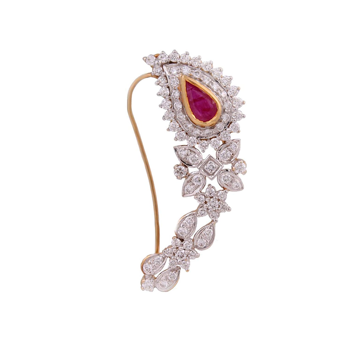 atjewels Women's Maharashtrian Nath .925 Sterling Silver With Pink Sapphire & Cubic Zrconia MOTHER'S DAY SPECIAL OFFER - atjewels.in