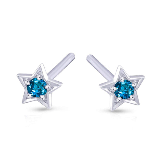 atjewels .925 Sterling Silver Round Cut Blue Topaz Star Stud Earrings For Women's MOTHER'S DAY SPECIAL OFFER - atjewels.in