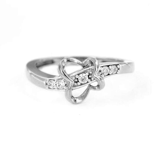 atjewels 0.23 CT White Cubic Zirconia with 14K White Gold Plated On 925 Silver Round Cut Bypass Butterfly Ring MOTHER'S DAY SPECIAL OFFER - atjewels.in